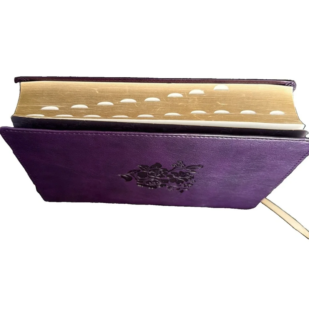 KJV Bible Giant Print 14 Point Purple Thumb Index Embossed Leather Feel